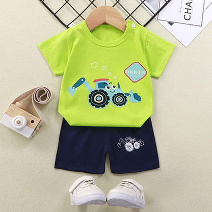 Baby Kleinkind Jungen 4 Stück T-Shirts und Shorts Dinosaurier Tops & Shorts Sommer Outfits