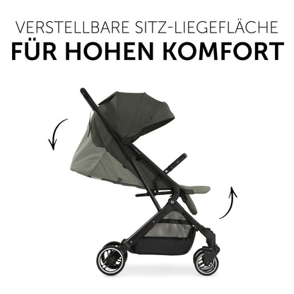 Hauck Travel N Care Dark Olive Stroller – Lightweight travel buggy for children from birth to 22 kg with reclining function, compact and UPF 50+