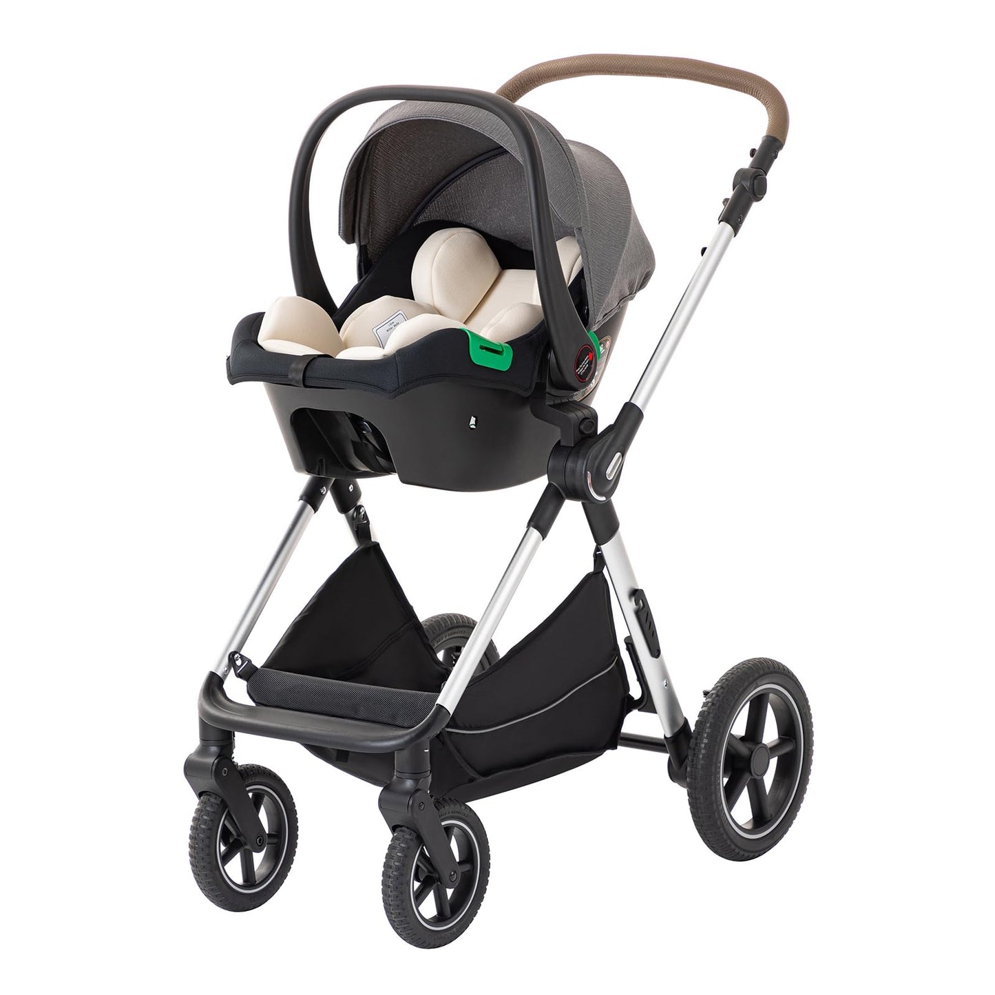 BEBBY 3-in-1 Kinderwagen KombiKinderwagen-Set 2-in-1 Buggy faltbar Luxus Hochlandschaft Neugeborenes Tragbarer Kinderwagen Zusammenklappbarer Kinderwagen Kinderwagen Travel System (D2-DEEPGREY)
