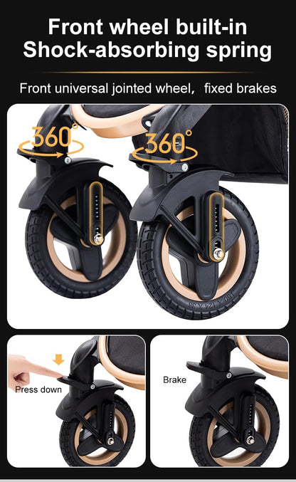 YAZOCO Kinderwagen 3 in 1 Buggy Babybett Komplett Set mit einem Klick Zusammenklappbarer Kinderwagen, KombiKinderwagen Aluminiumrahmen für Neugeborene Sitzzubehör