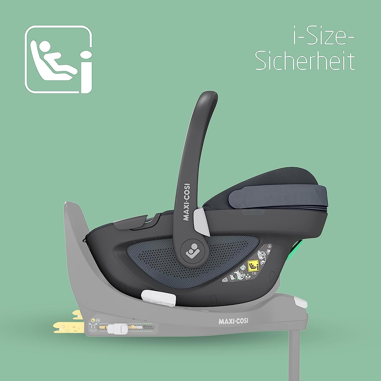 Maxi-Cosi Pebble 360 i-Size Babyschale Drehbar, Neugeborenen Autositz 360 Grad, 0–15 Monate (40–83 cm), Drehung mit einer, ClimaFlow, Easy-In-Gurt, G-CELL Seitenaufprallschutz, Essential Green - Meloni2