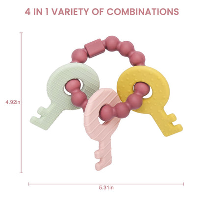 Beißring für Babys,Beißring Schlüssel Babys, BPA - Frei Baby Beißring Spielzeug Schlüssel, Baby Nom Zahnungshilfe für Babys ab 3 Monate - Beissring für Babys in Blau