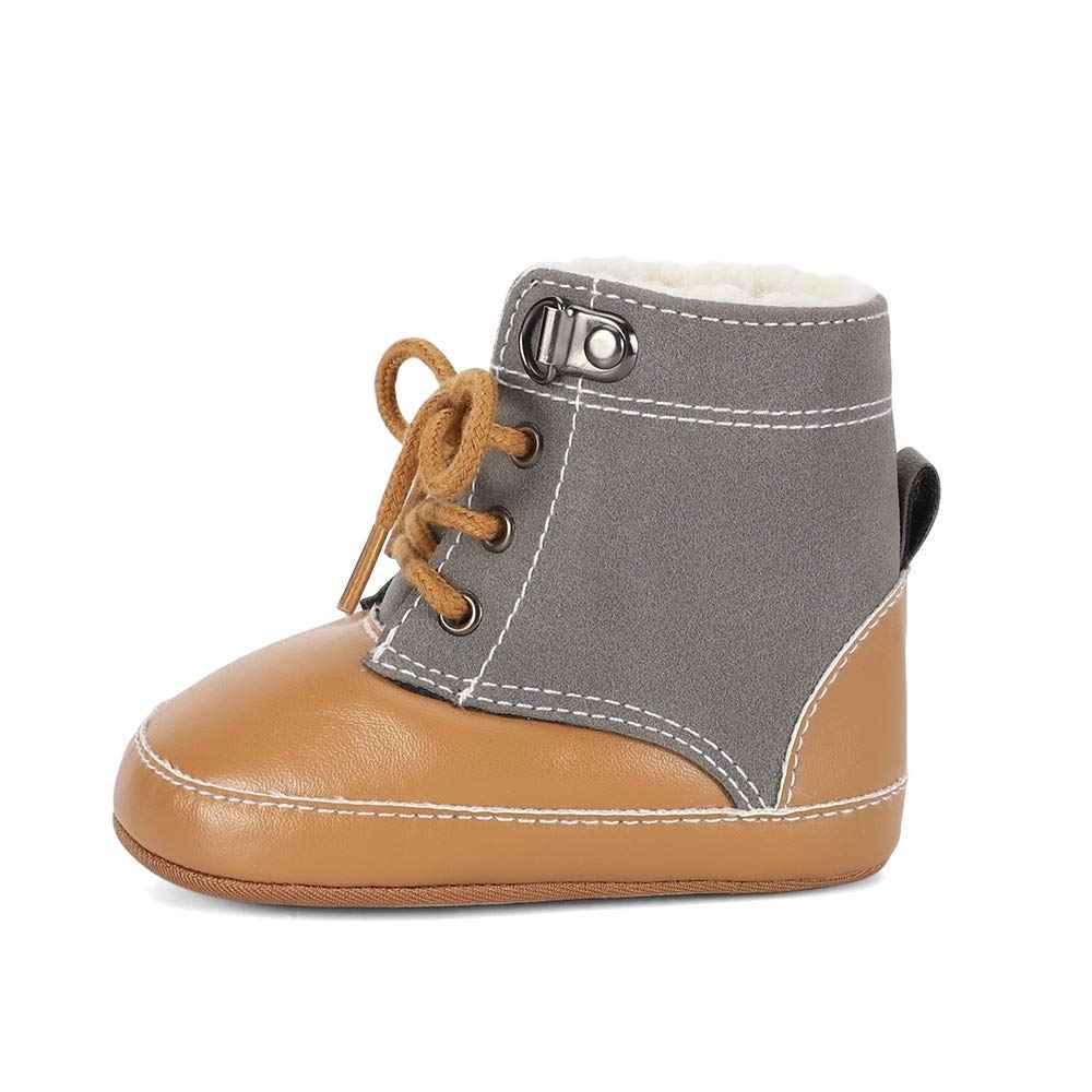 LACOFIA Baby Boys Cowboy Winter Boots Toddler Non-Slip Laces Snow Boots