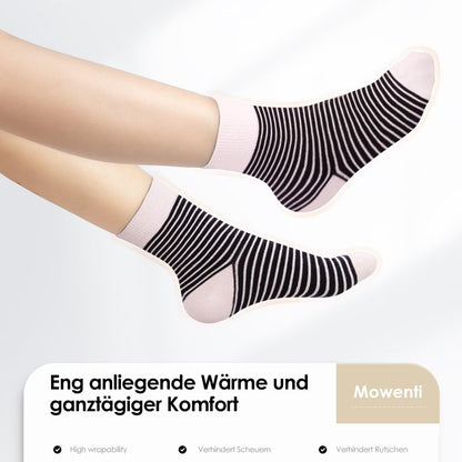 Mowenti Socken Mädchen 35-38 sportsocken strümpfe socks Mädchensocken bunte schwarz Streifen Punkte baumwollsocken 10 Paar