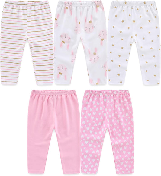 JELYLOVE 5er-Pack Unisex Baby Junge Mädchen Hosen Sets aus 100% Baumwolle Babyzubehör Neugeboren