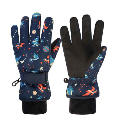 FAYHIJUN Children's Winter Snow Gloves Ski Gloves for 1-13 Years Girls Boys PU Palm Waterproof Windproof Warm Fleece Winter Gloves Cycling Gloves