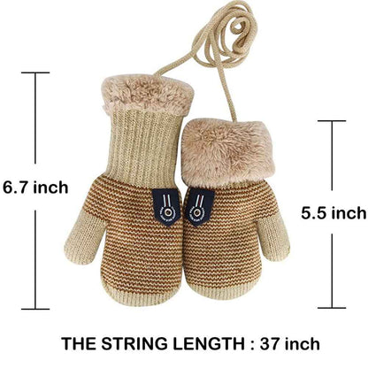 AIDIER Baby Winter Fäustlinge Gestrickte Handschuhe mit Fleece gefüttert Hang Neck Fäustlinge für Baby Jungen Mädchen 6 Monate-3 Jahre
