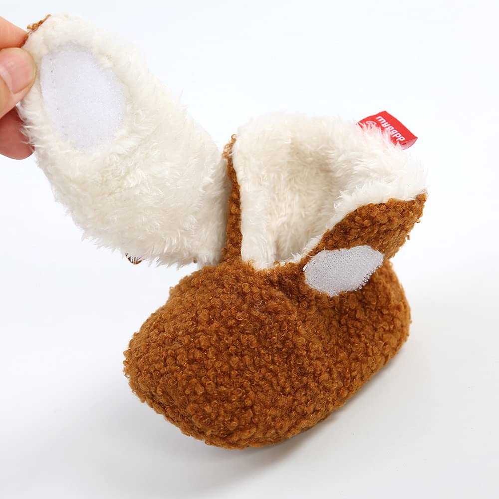 Sehfupoye Toddler Baby Boys Girls Cotton Booties Shoes Striped Soft Sole Newborn First Hiking Shoes Warm Fleece Boots 0-18M