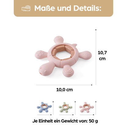 Schildkröte Beißring für Baby Natur Holz & Silikon Blau - Kauspielzeug, Zahnen-Hilfe & Greifling - Babyspielzeug Beissring Geschenk zur Geburt - Holz-Spielzeug nachhaltig, BPA-frei schadstofffrei