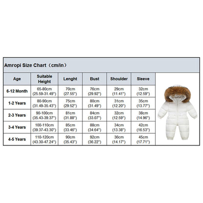 amropi Baby Girls' Snowsuit with Hood Romper Puffer Down Winter Warm Jumpsuit for 0-5 Years