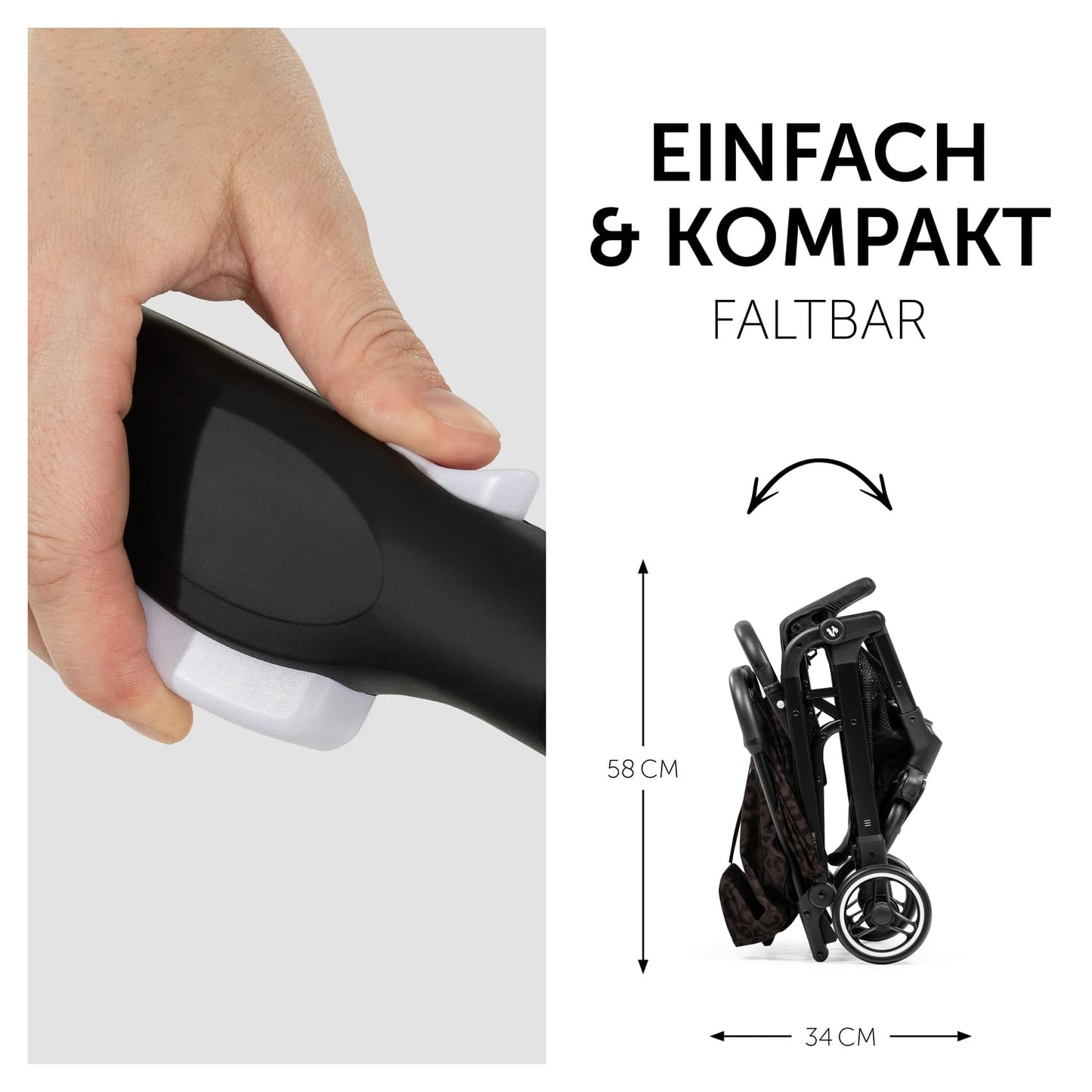 hauck Travel N Care, Dark Olive - Reise Buggy für Kinder ab Geburt bis 22 kg - mit Liegefunktion - Leicht 6,9 kg & Kompakt - Klein Zusammenklappbar - UPF 50+ - EVA Räder - Korb bis 3 kg