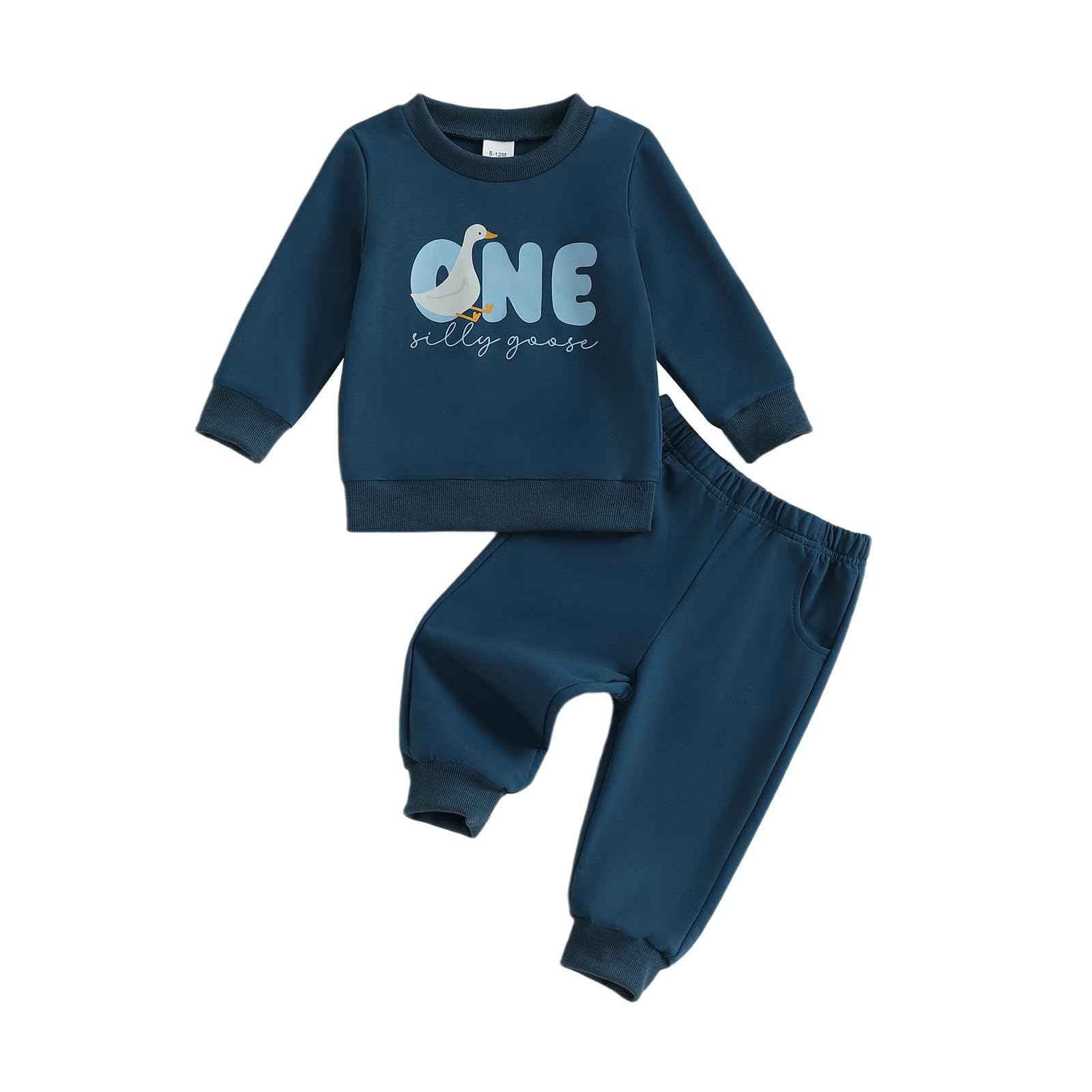 Geagodelia 1st Year Birthday Outfit Baby Boy Clothing Set Long Sleeve Sweatshirt and Trousers Clothing Sets for Boys