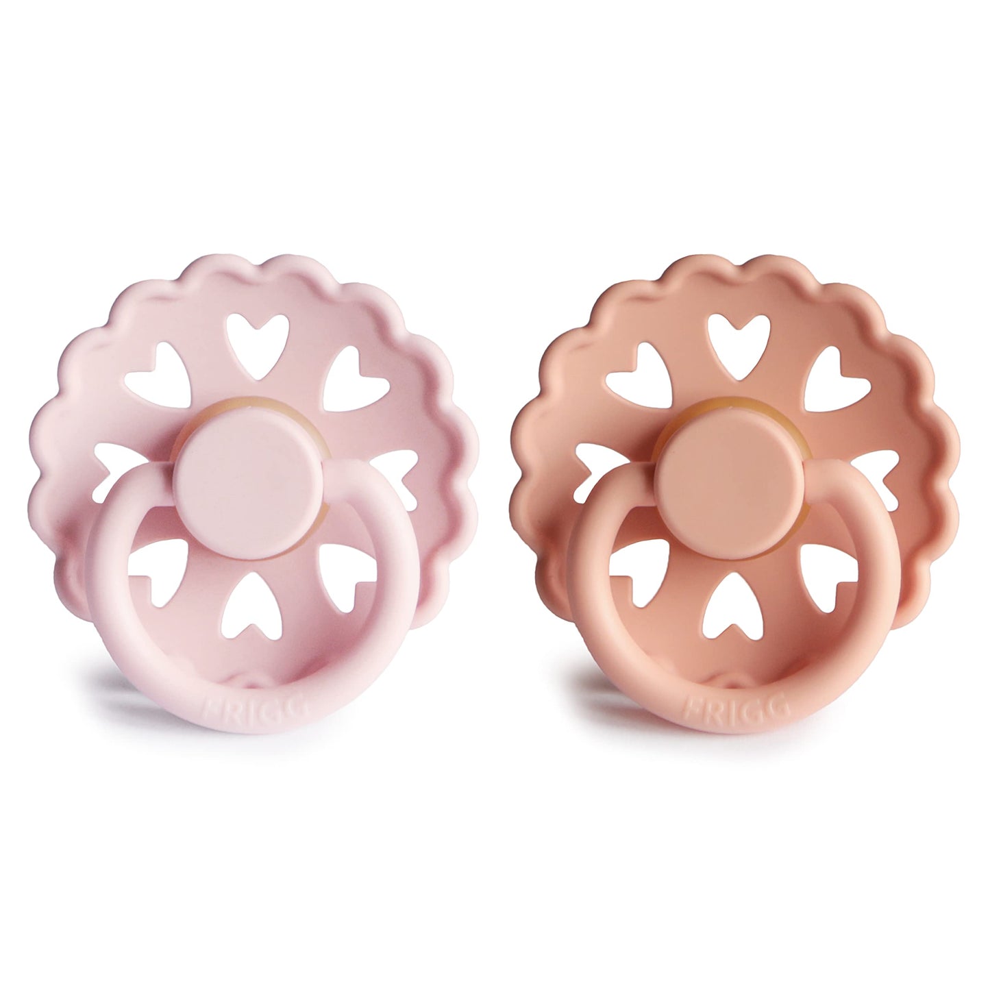 FRIGG Fairytale Schnuller 2 Packung | Latex Schnuller | BPA-Frei | Hergestellt in Dänemark | Symmetrischer Sauger in Kirschform (Twilight Mauve/Primrose, Größe 1 (0-6 Monate))