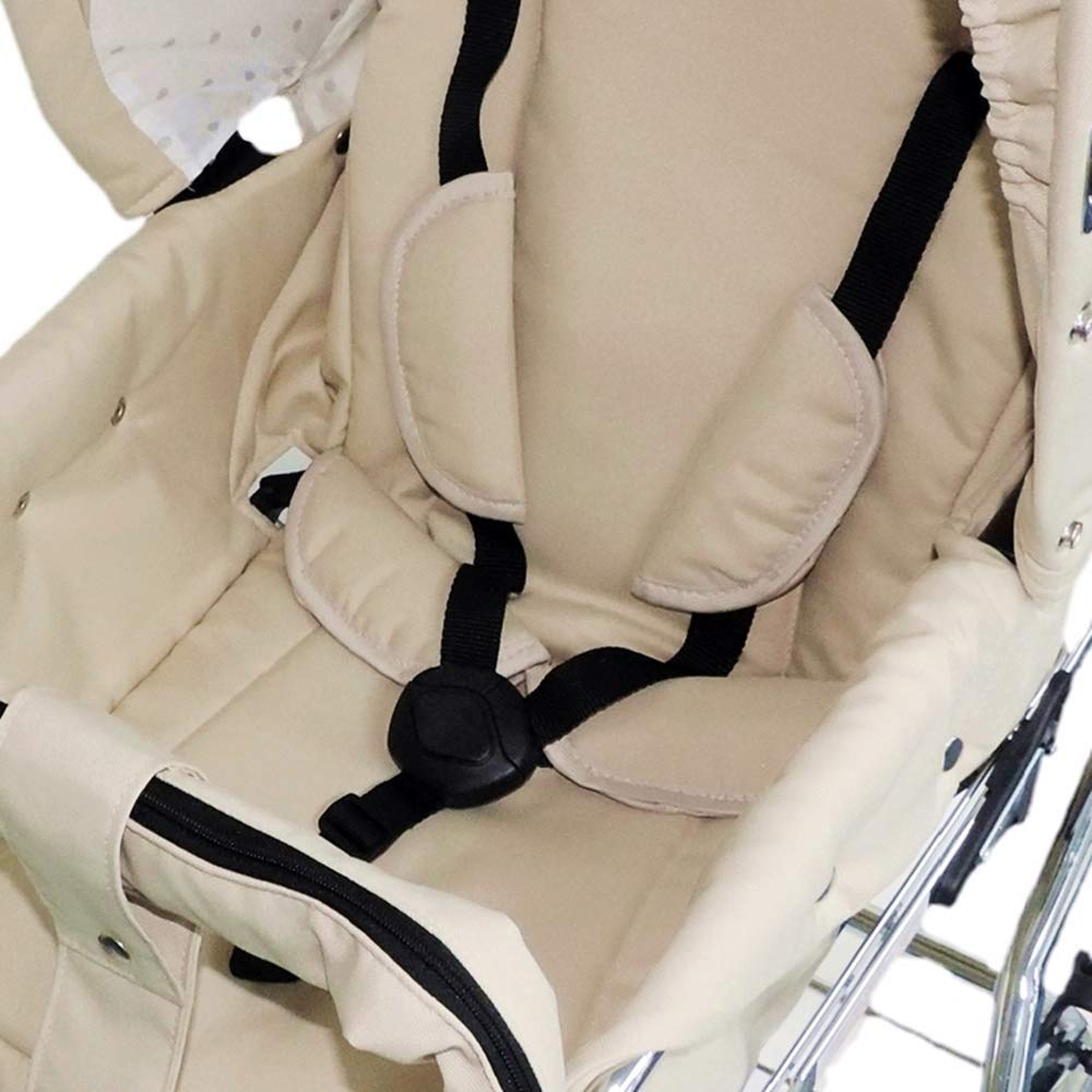 EICHHORN Kinderwagen Retro buggy sports buggy with leather strap frame and slider height adjustment, changeable viewing direction, fabric beige (ECCO wheel)
