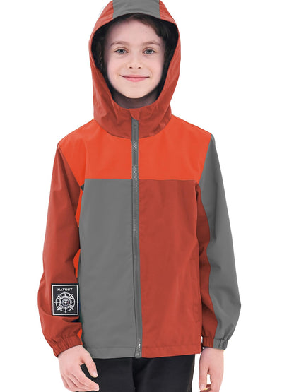 NATUST Kids Boys Waterproof Jacket Lightweight Transition Jacket Windproof Rain Jacket with Hood 