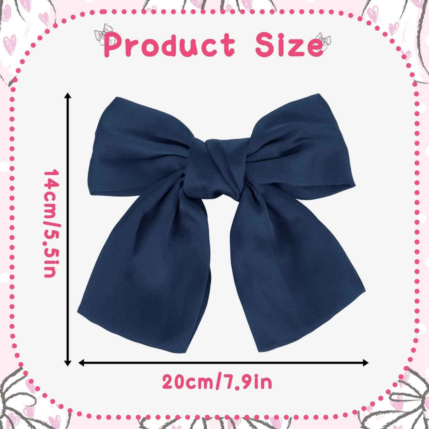 Bow Hair Clip, Pack of 2 Women Hair Bows Large Bow Hair Clip French Hair Clips Girls Hair Clips (Black + White)