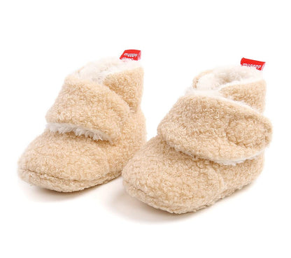 Sehfupoye Toddler Baby Boys Girls Cotton Booties Shoes Striped Soft Sole Newborn First Hiking Shoes Warm Fleece Boots 0-18M