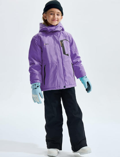 Gemyse Boys' Waterproof Ski Jacket, Windproof Fleece Jacket, Outdoor Winter Jacket, Rain Jacket with Hood