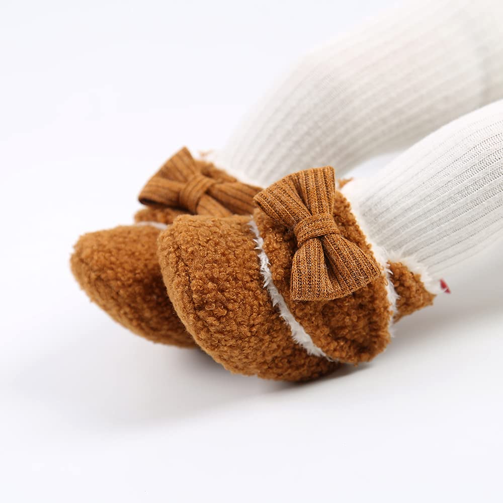 Sehfupoye Toddler Baby Boys Girls Cotton Booties Shoes Striped Soft Sole Newborn First Hiking Shoes Warm Fleece Boots 0-18M