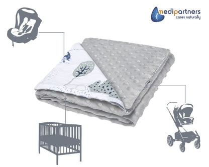Medi Partners Babydecken Baby 100% Baumwolle Krabbeldecke Babydecke 75x100cm doppelseitig Kinderbett Minky Kuscheldecke Kinderwagen (REH mit grauem Minky)