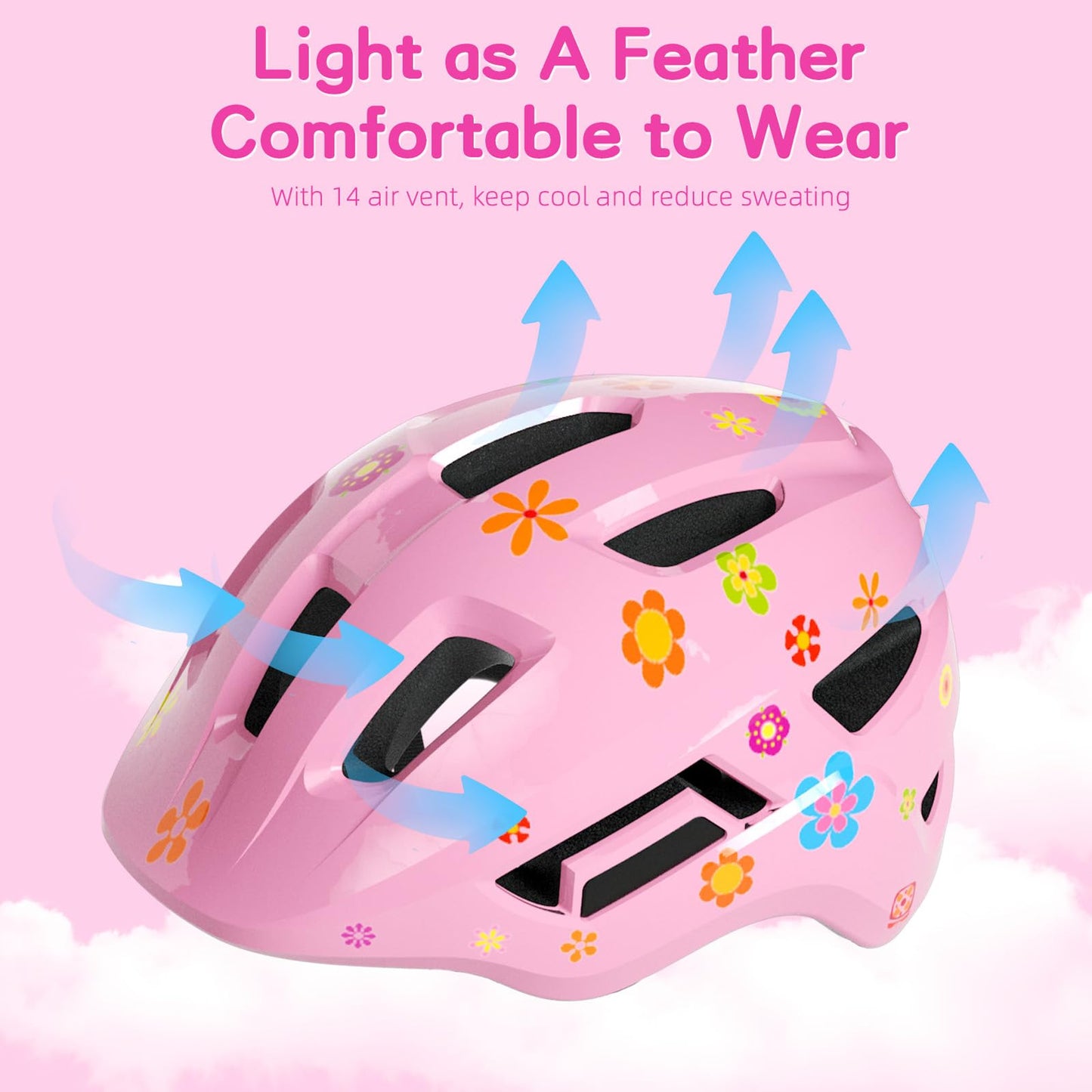 KORIMEFA Toddler Helmet Children's Bicycle Helmet Baby Multi-Sport Adjustable Helmet Sports Helmet Cycling Bicycle Scooter Skateboard Helmet Lightweight for Children Boys Girls from 2-8 Years Old