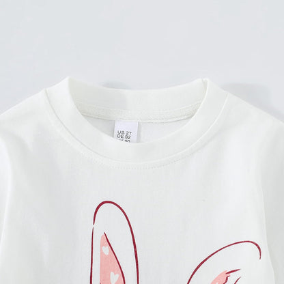 Kinder Hase Langarmshirt für Mädchen Jungen Baumwolle Rundhals Langarm Shirt Ostergeschenke Cartoon Bunny Oberteile Tops 2-7 Jahre