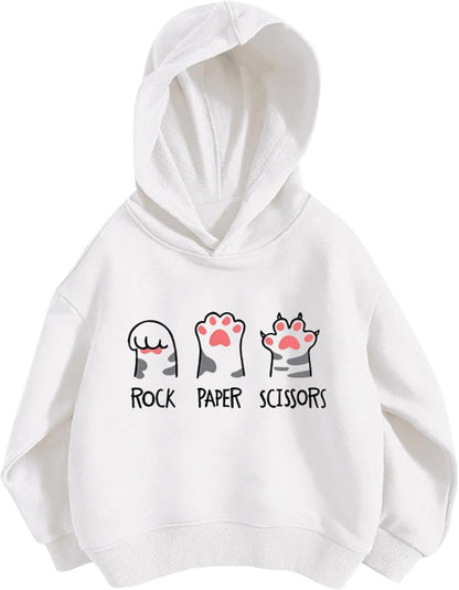 Pullover Mädchen Hoodie Niedlicher Katzen-Druck Lässig Locker Kapuzenpullover Frühling Herbst Langarm Pullover Sweatshirt mit Kapuzen Langarmshirt Oberteile für 3-12 Jahre