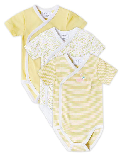 Stellou & friends Baby Body, 100% Bio-Baumwoll Wickelbody 3er MultiSet, kuschelweiche und hochwertige Kinder Kleidung für Jungs und Mädchen, Langarm & Kurzarm-body, OEKO-TEX 100 Zertifiziert