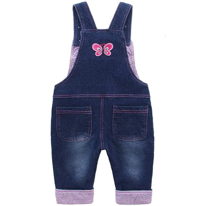 KIDSCOOL SPACE Baby-Mädchen Jeans-Latzhose, niedliches Denim-Outfit mit 3D-Hasenmotiv, Blau