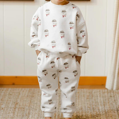 Baby Boys Girls Outfit Snow Sweatshirt + Trousers Two Piece Set Christmas New Year Baby Newborn Clothing