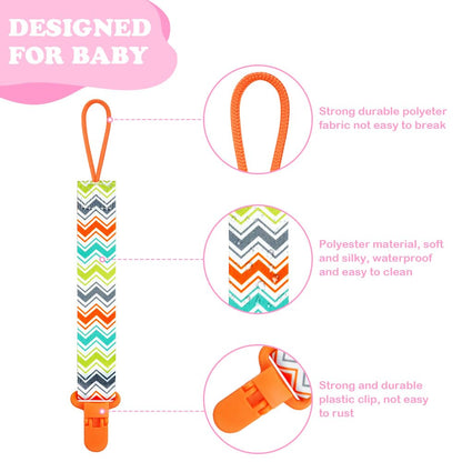Aolso 5 Stück Baby-Schnullerkette, Schnullerclip für Baby, Schnullerhalter-Set mit Kunststoffverschluss, Baby-Beißspielzeug, passend für alle Schnuller, Schnuller und Beißspielzeug