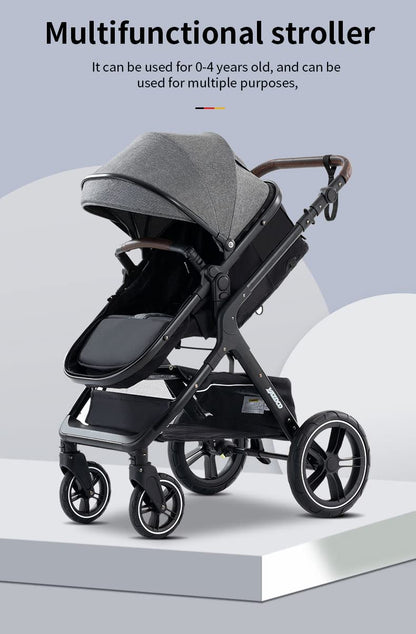 YAZOCO Kinderwagen 3 in 1 Buggy Babybett Komplett Set mit einem Klick Zusammenklappbarer Kinderwagen, KombiKinderwagen Aluminiumrahmen für Neugeborene Sitzzubehör - Meloni2