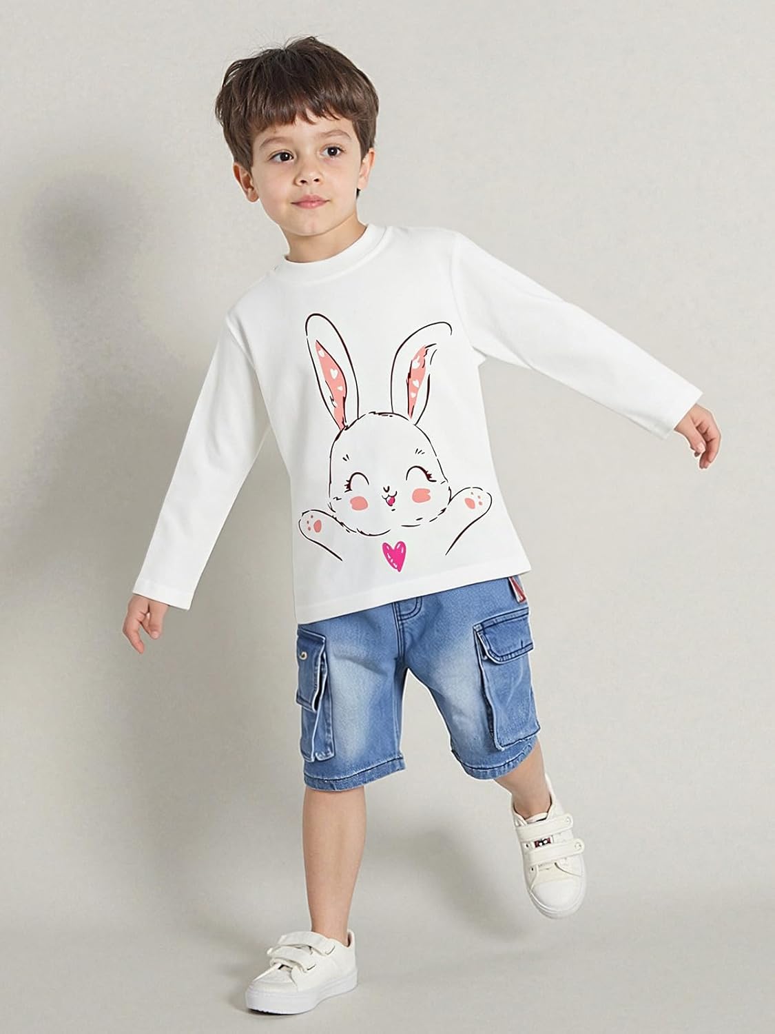 Kinder Hase Langarmshirt für Mädchen Jungen Baumwolle Rundhals Langarm Shirt Ostergeschenke Cartoon Bunny Oberteile Tops 2-7 Jahre