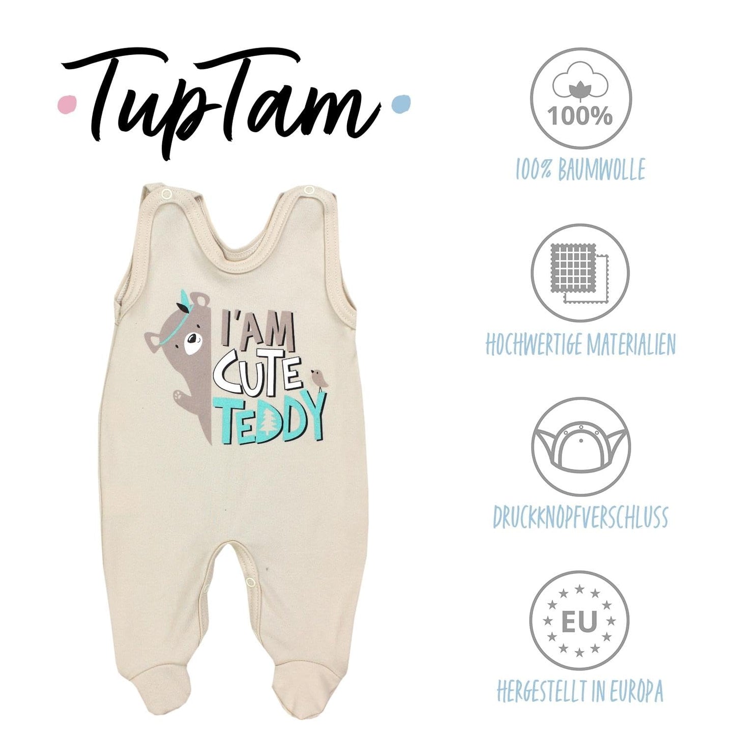 TupTam Baby Unisex Strampler mit Aufdruck Spruch 5er Pack