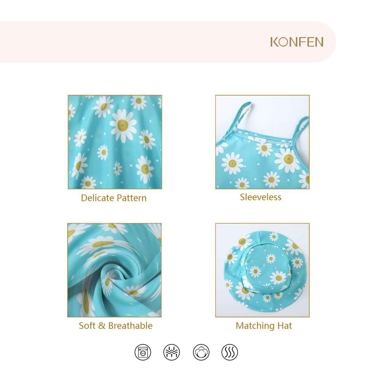 Baby Kleidung Mädchen Kleid - Gänseblümchen Ärmellos Kleider + Hut 2tlg, Blume Kleid Babykleidung Set Bekleidungssets Sommer Frühling Herbst für 0-3 Jahre (Grün/Rosa)
