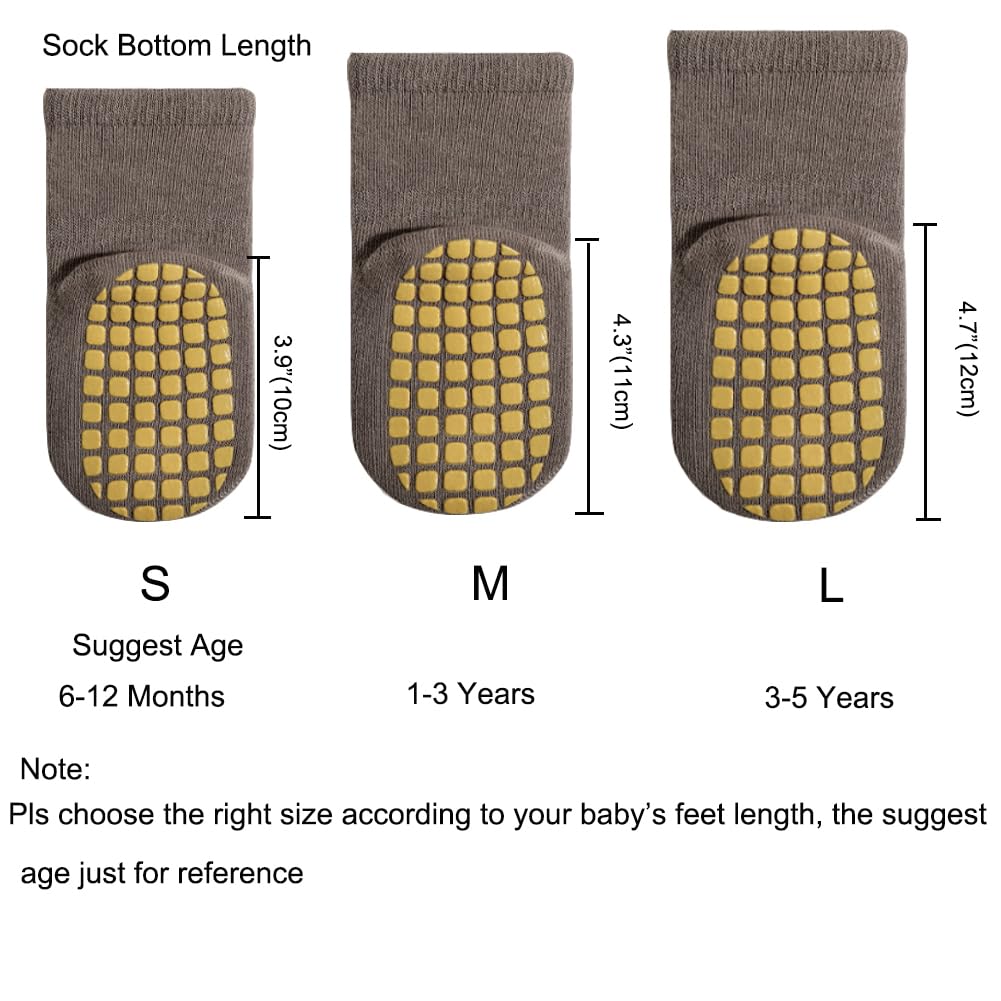 Rutschfeste Socken für Baby Mädchen Jungen 5 Paar Kinder Anti Rutsch Socken Sportsocken Stoppersocken
