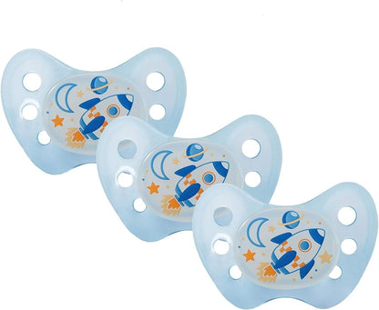 dentistar Night Silikon Schnuller 3er-Set - Größe 1 Schnuller 0-6 Monate - Glow in the Dark Nuckel mit Dentalstufe – BPA-frei – Made in Germany - Katze, Rosa - Meloni2