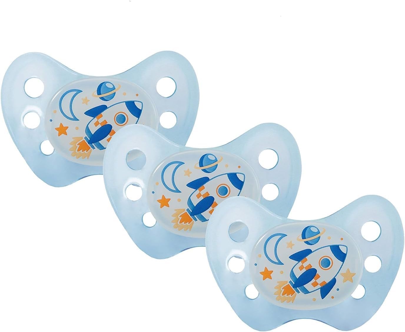 dentistar Night Silikon Schnuller 3er-Set - Größe 1 Schnuller 0-6 Monate - Glow in the Dark Nuckel mit Dentalstufe – BPA-frei – Made in Germany - Katze, Rosa - Meloni2