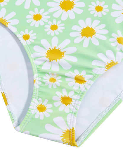 JiAmy Mädchen EIN Stück Badeanzug mit Rüschenrock Sommer Strand Badeanzug Daisy Floral Mädchen Bademode für 8-12 Jahre (120-160cm)