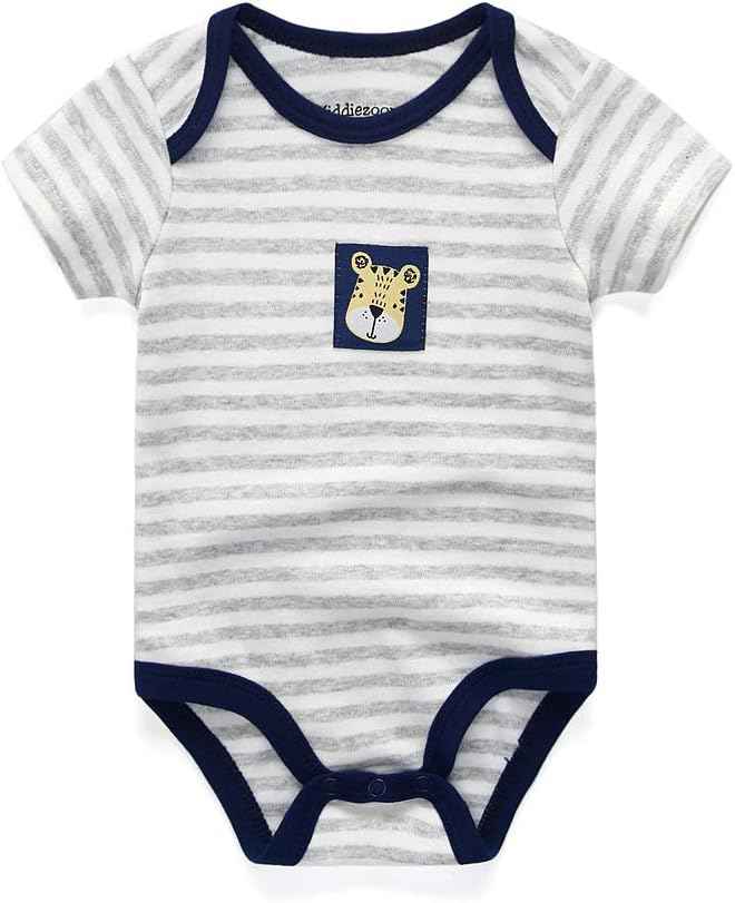 Kiddiezoom Baby Boys Pack of 3 Short-Sleeved Bodysuit Organic Onesies