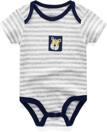 Kiddiezoom Baby Boys Pack of 3 Short-Sleeved Bodysuit Organic Onesies
