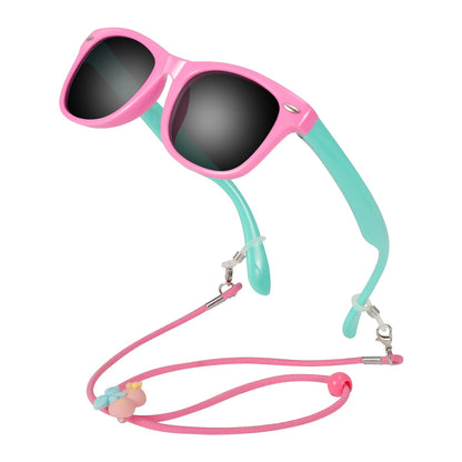 Hifot Sonnenbrille Kinder Polarisierte Sportbrille für Jungen Mädchen,UV400 Schutz Flexible Baby Sonnenbrille mit Brillenschnüre Alter von 3-12