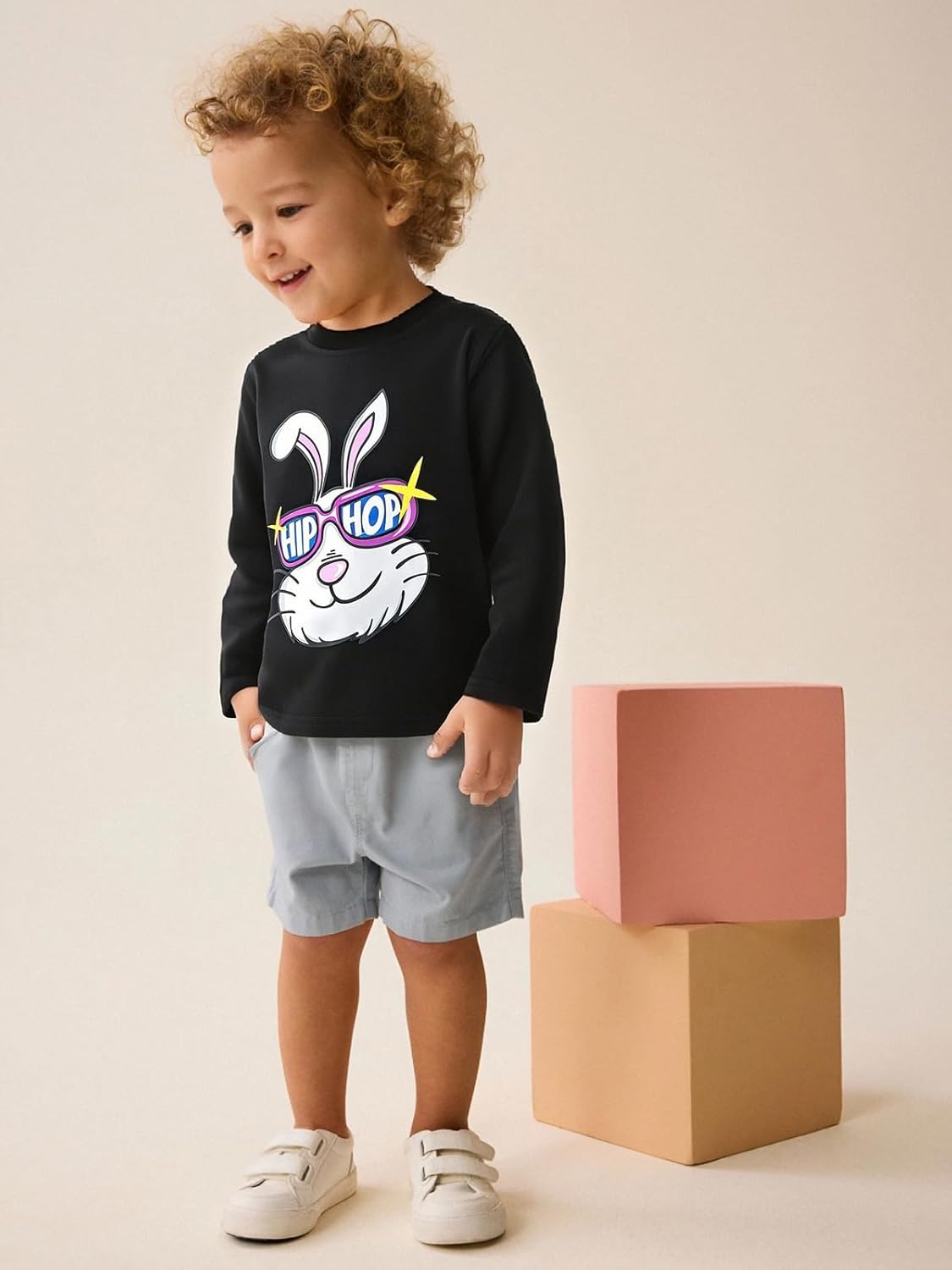 Kinder Hase Langarmshirt für Mädchen Jungen Baumwolle Rundhals Langarm Shirt Ostergeschenke Cartoon Bunny Oberteile Tops 2-7 Jahre