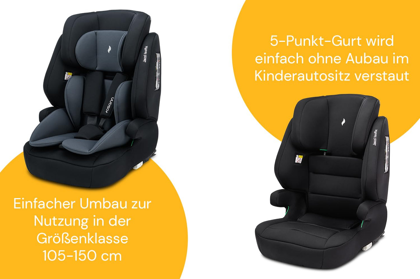Osann Jazzi Isofix – Der sichere Kindersitz ab 1 Jahr (76–150 cm), mitwachsend mit Isofix & Top-Tether, Schutz & Geborgenheit auf jeder Fahrt - Sunset
