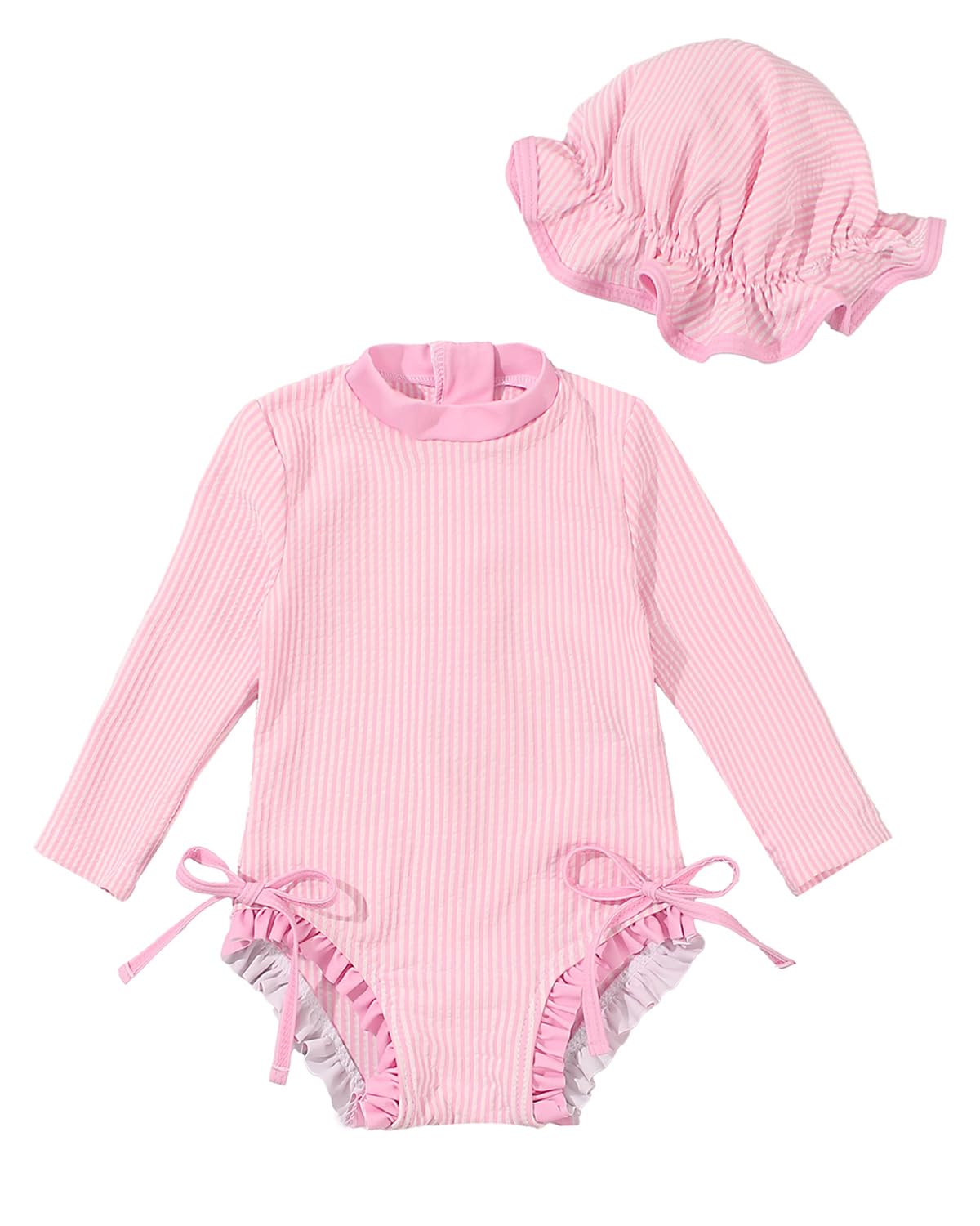 Baby Badeanzug Mädchen mit Sonnenhut Langarm UV Schutz Badebekleidung Für Baby-Mädchen Bademode Schwimmanzug