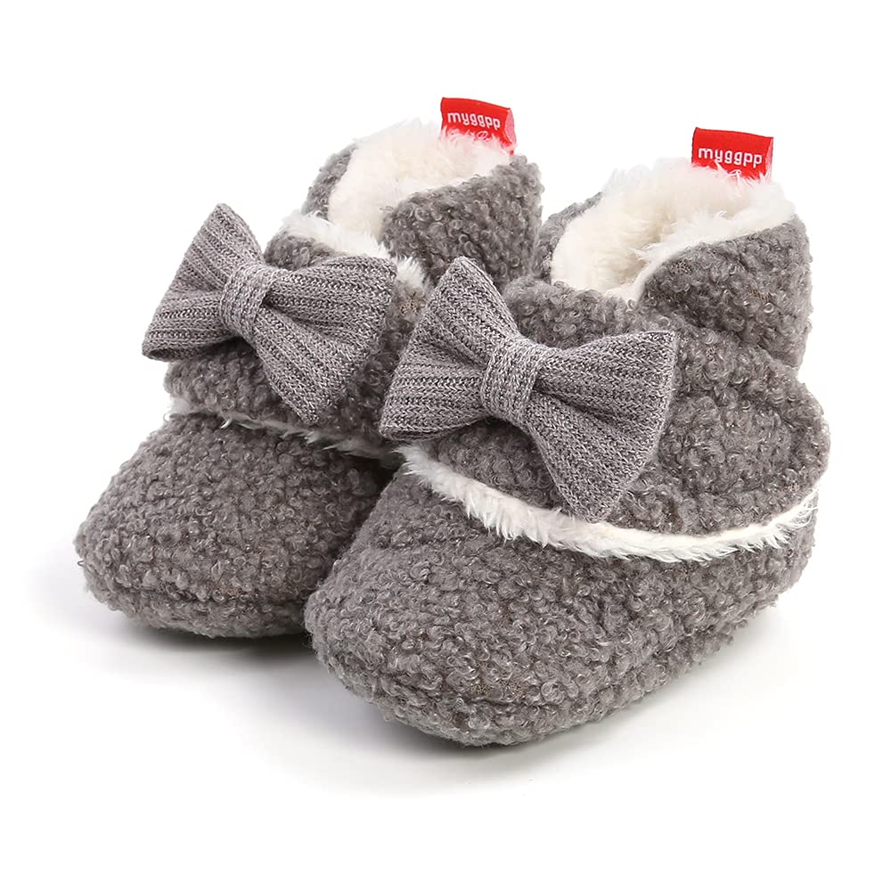 Sehfupoye Toddler Baby Boys Girls Cotton Booties Shoes Striped Soft Sole Newborn First Hiking Shoes Warm Fleece Boots 0-18M