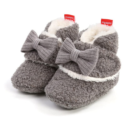 Sehfupoye Toddler Baby Boys Girls Cotton Booties Shoes Striped Soft Sole Newborn First Hiking Shoes Warm Fleece Boots 0-18M