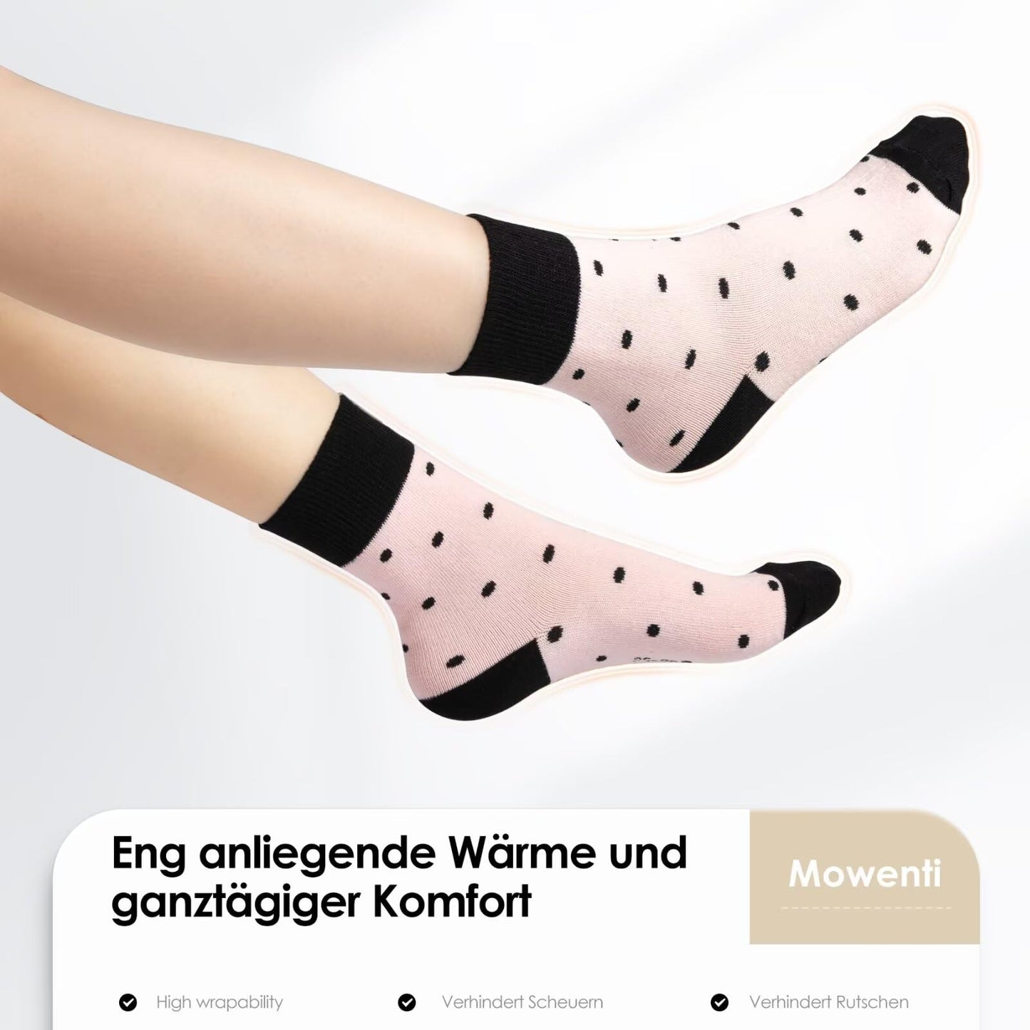 Mowenti Socken Mädchen 35-38 sportsocken strümpfe socks Mädchensocken bunte schwarz Streifen Punkte baumwollsocken 10 Paar