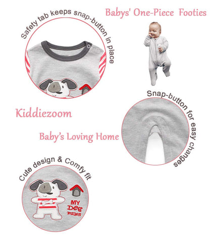 Kiddiezoom Unisex Baby-Jungen Mädchen Schlafstrampler Pyjamas Baumwolle Overalls Strampler, 3er Pack