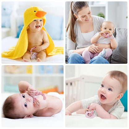 Vicloon Beißring für Babys, Beißring Spielzeug aus Silikon und Holzringe, Baby Zahnungshilfe BPA-frei, Schmerzlindernde Zahnen Nursing Zubehör für ab 3 Monaten Babys(Wal Blau)